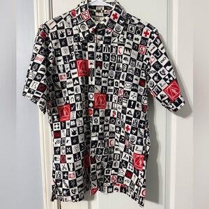 Vintage Neiman Marcus Black and Red Graphic Button Down Shirt